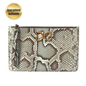 Dolce & Gabbana Aqua Green Leather DG Baroque Hand Purse Clutch